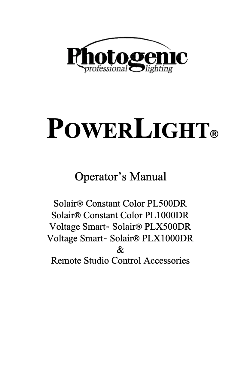 Image de la première page du manuel de l'appareil Solair PL500DRC