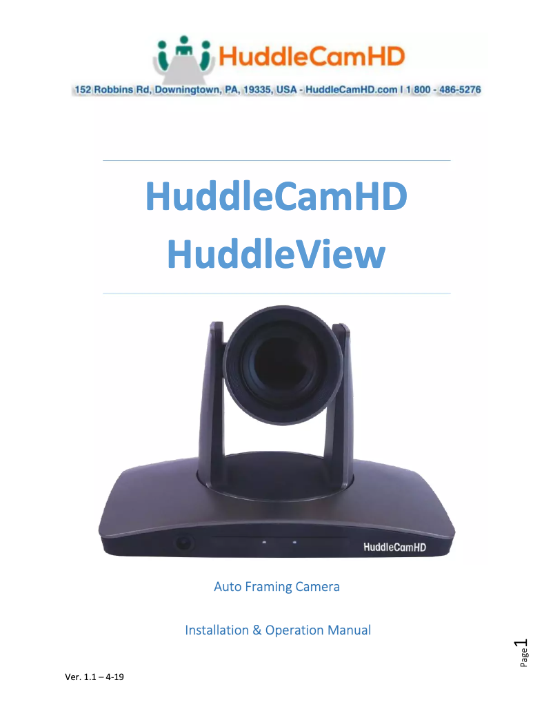 Page n°1 - Manuel utilisateur HuddleCamHD HuddleView