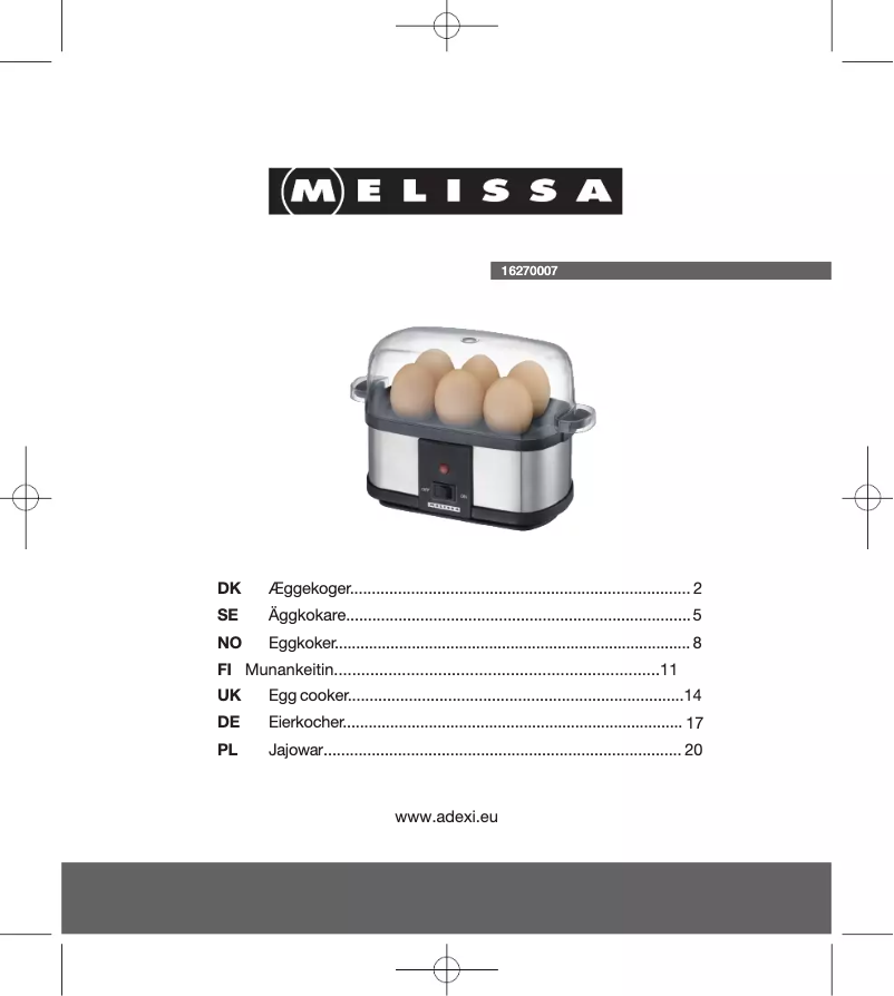 Page 1 de la notice Manuel utilisateur Melissa 16270007