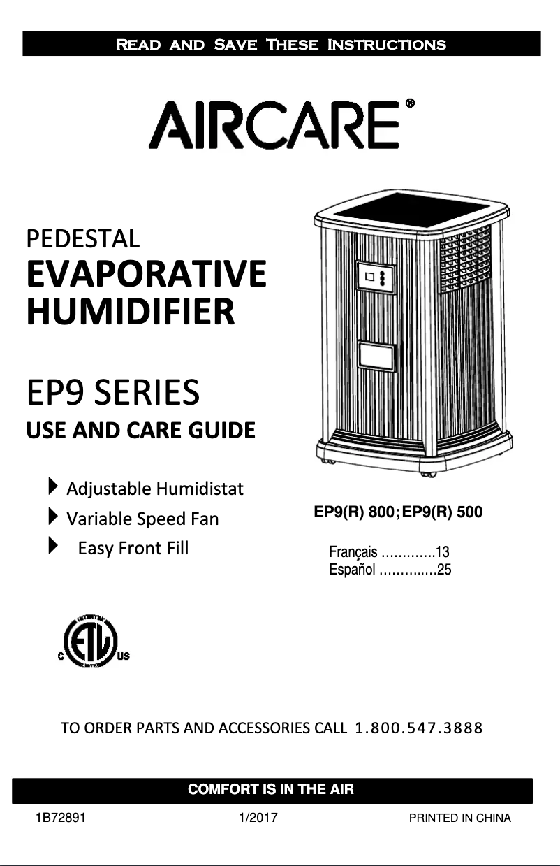 Image de la première page du manuel de l'appareil Pedestal EP9-500