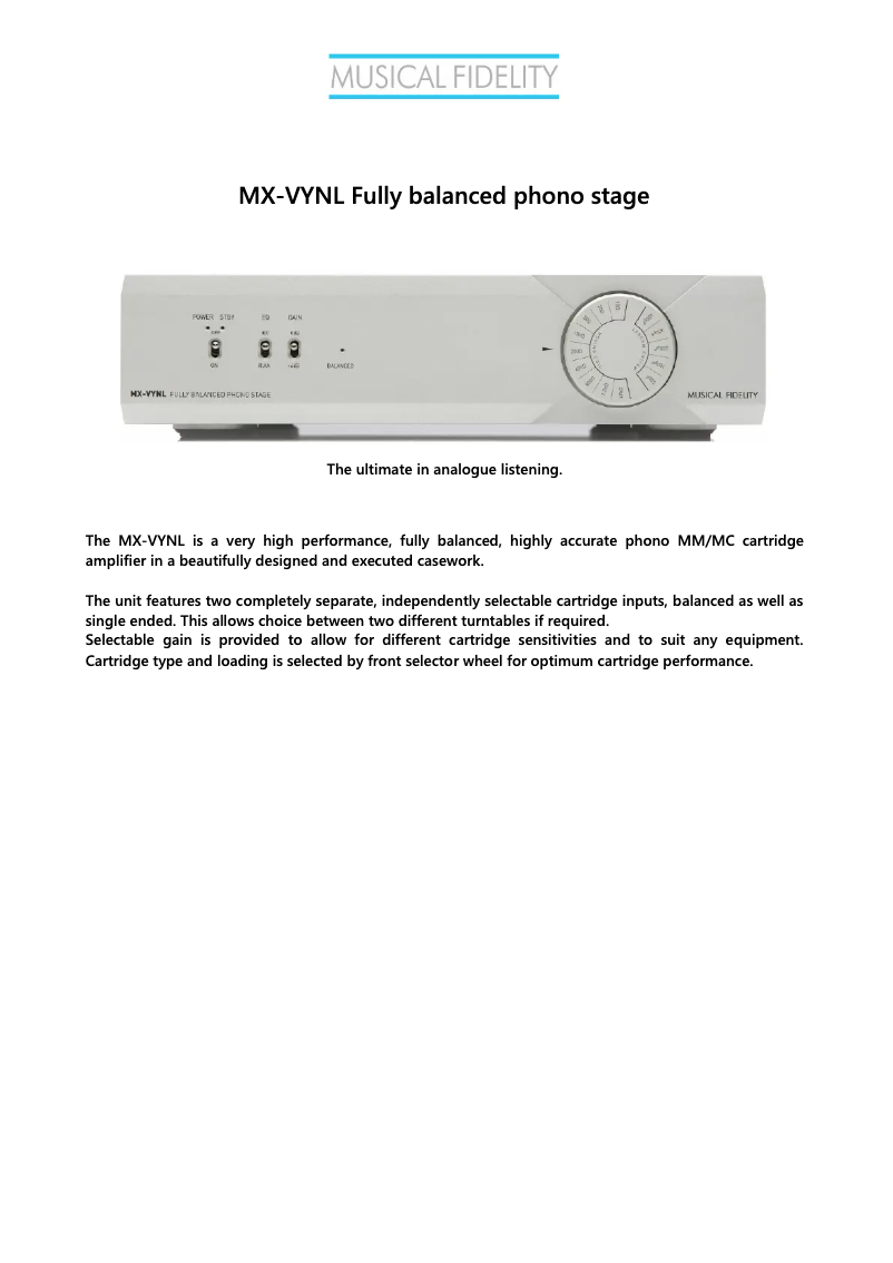 Image de la première page du manuel de l'appareil MX-VYNL