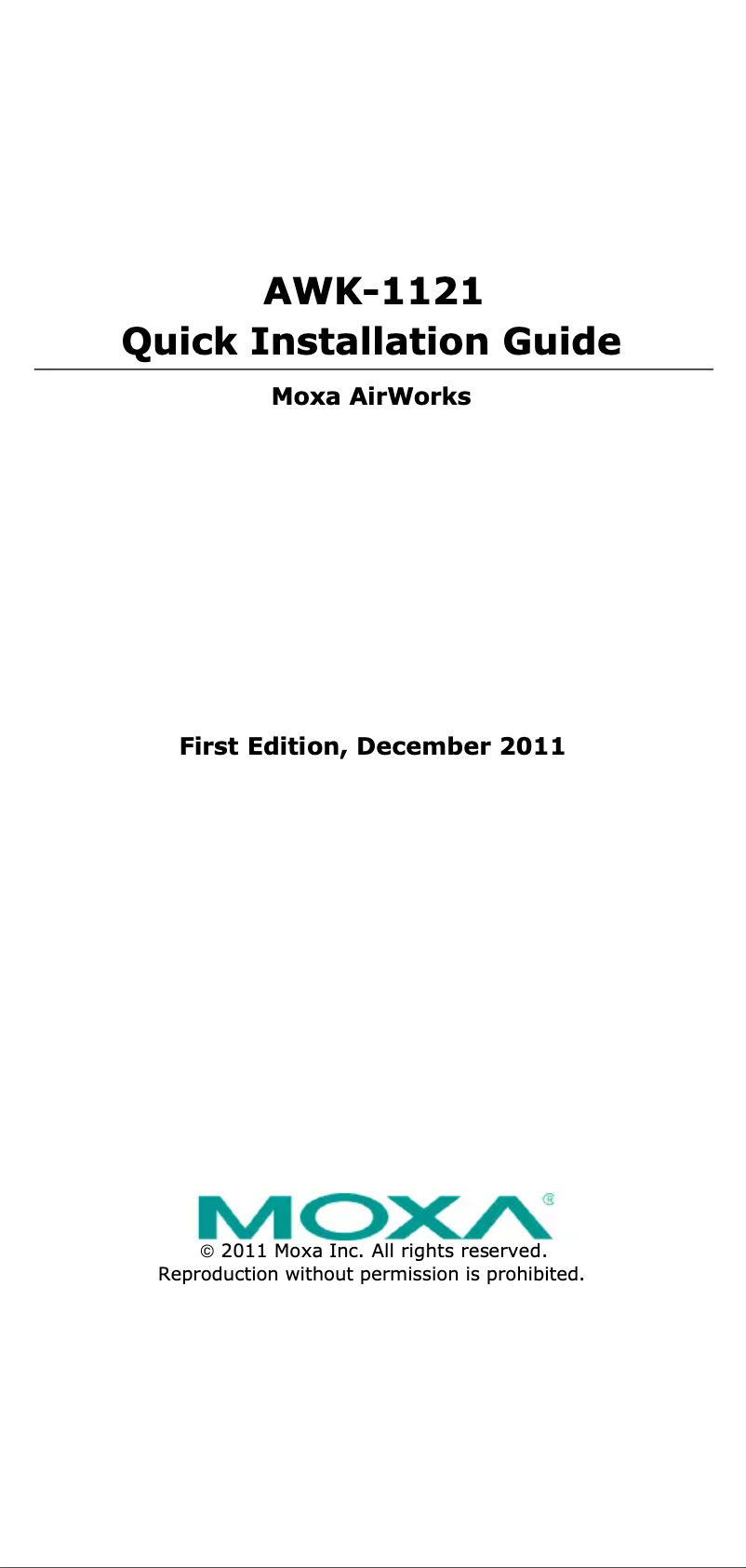 Page n°1 - Manuel utilisateur Moxa AWK-1121
