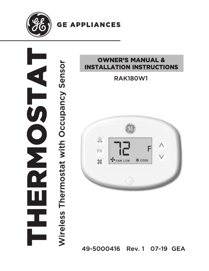 Página 1 del manual Guía de instalación GE RAK180W1