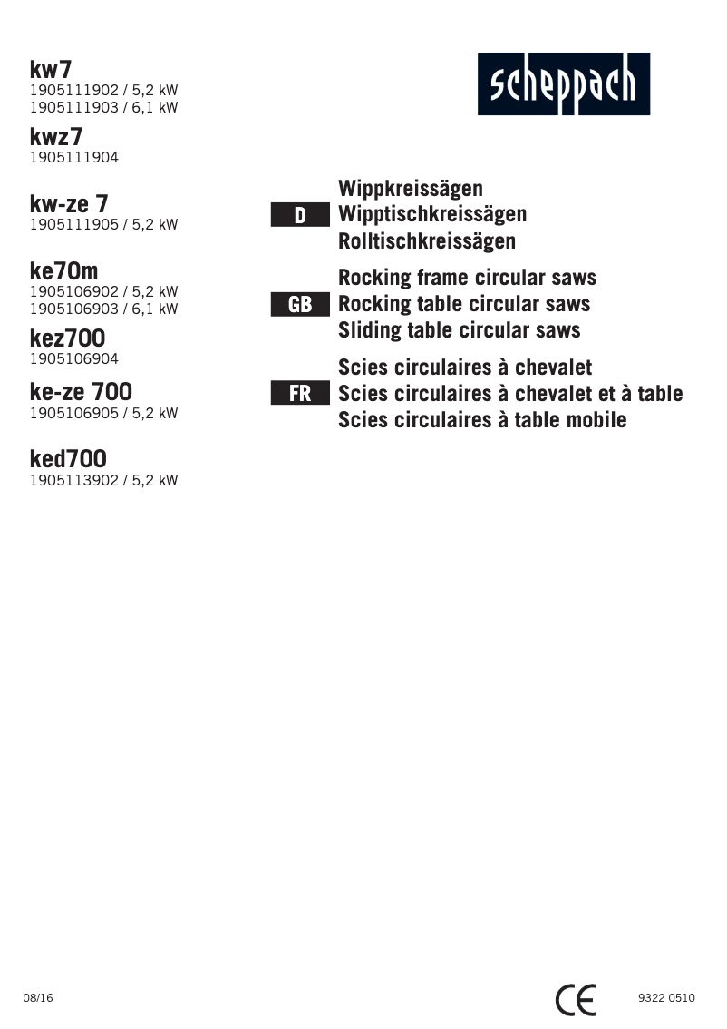 Page 1 de la notice Manuel utilisateur Scheppach KE70M