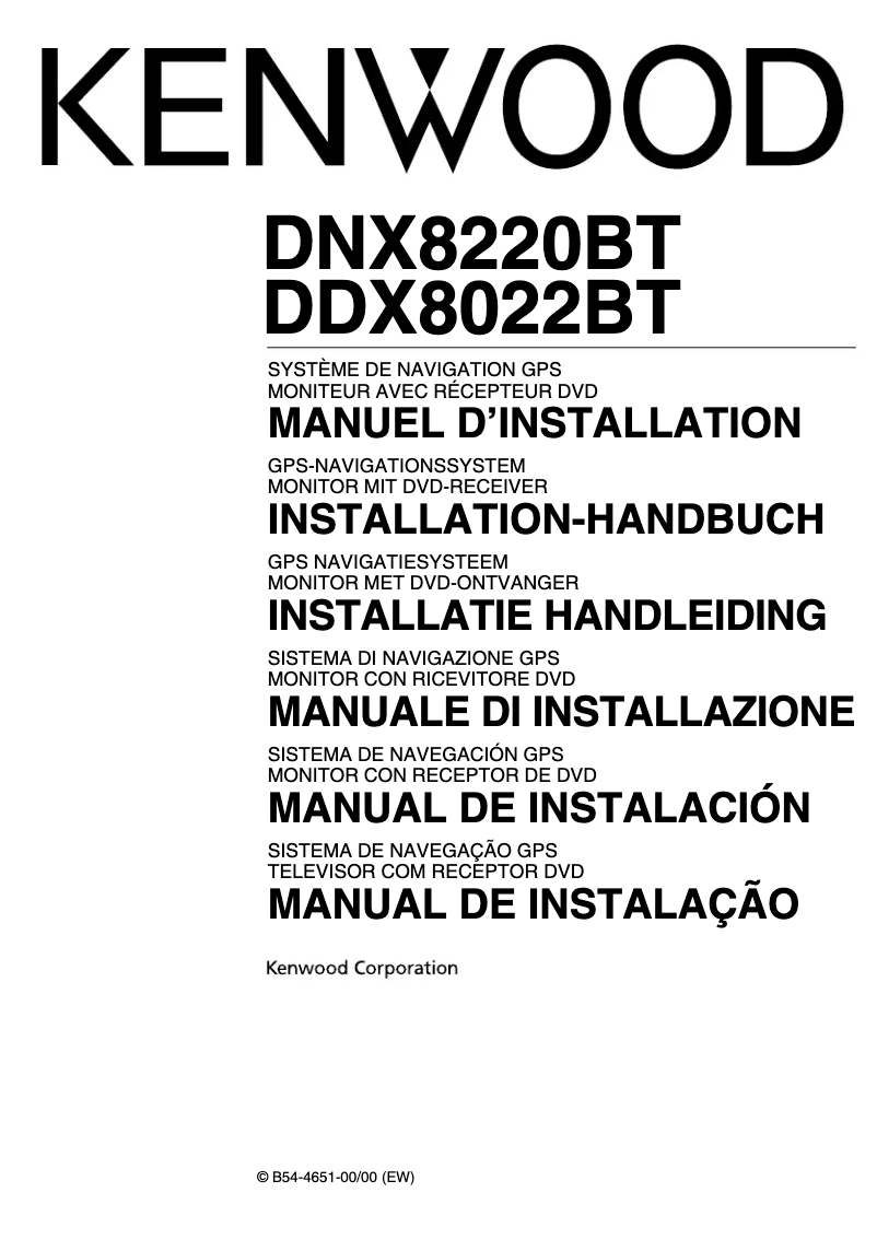 Image de la première page du manuel de l'appareil DNX8022BT
