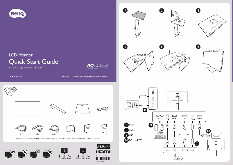 Page 1 de la notice Guide de démarrage rapide BenQ DesignVue PD2506Q