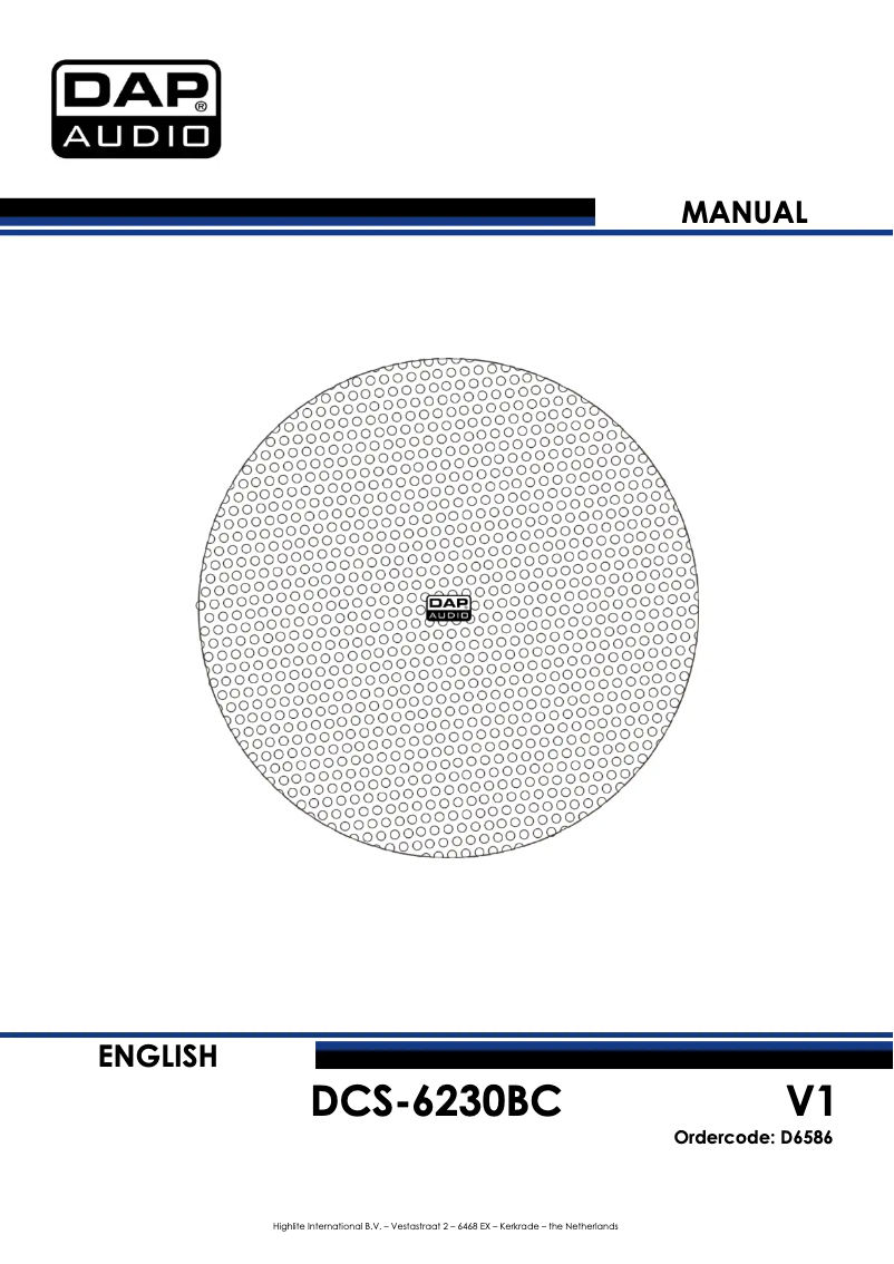 Page 1 de la notice Manuel utilisateur DAP-Audio DCS-6230BC