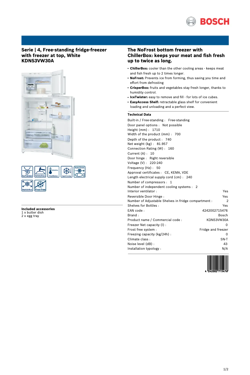 Imagen de la primera página del manual del dispositivo KDN53VW30A