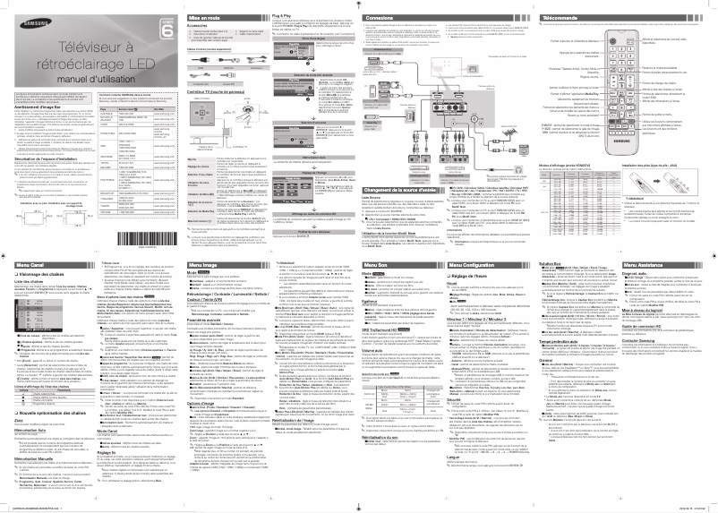Page 1 de la notice Manuel utilisateur Samsung UA46EH6000R