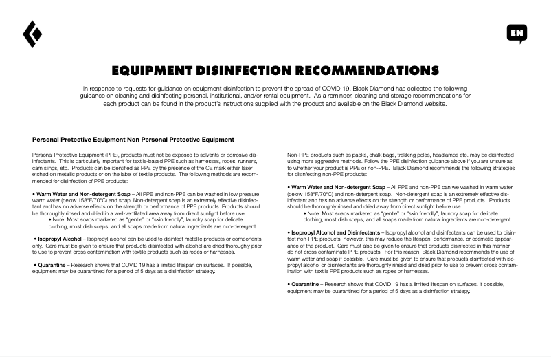 Page 1 de la notice Manuel utilisateur Black Diamond Revolt 350