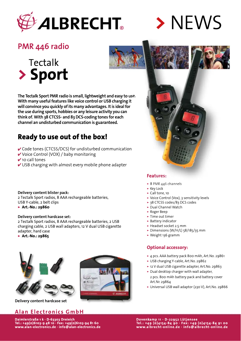 Page 1 de la notice Manuel utilisateur Albrecht Tectalk Sport