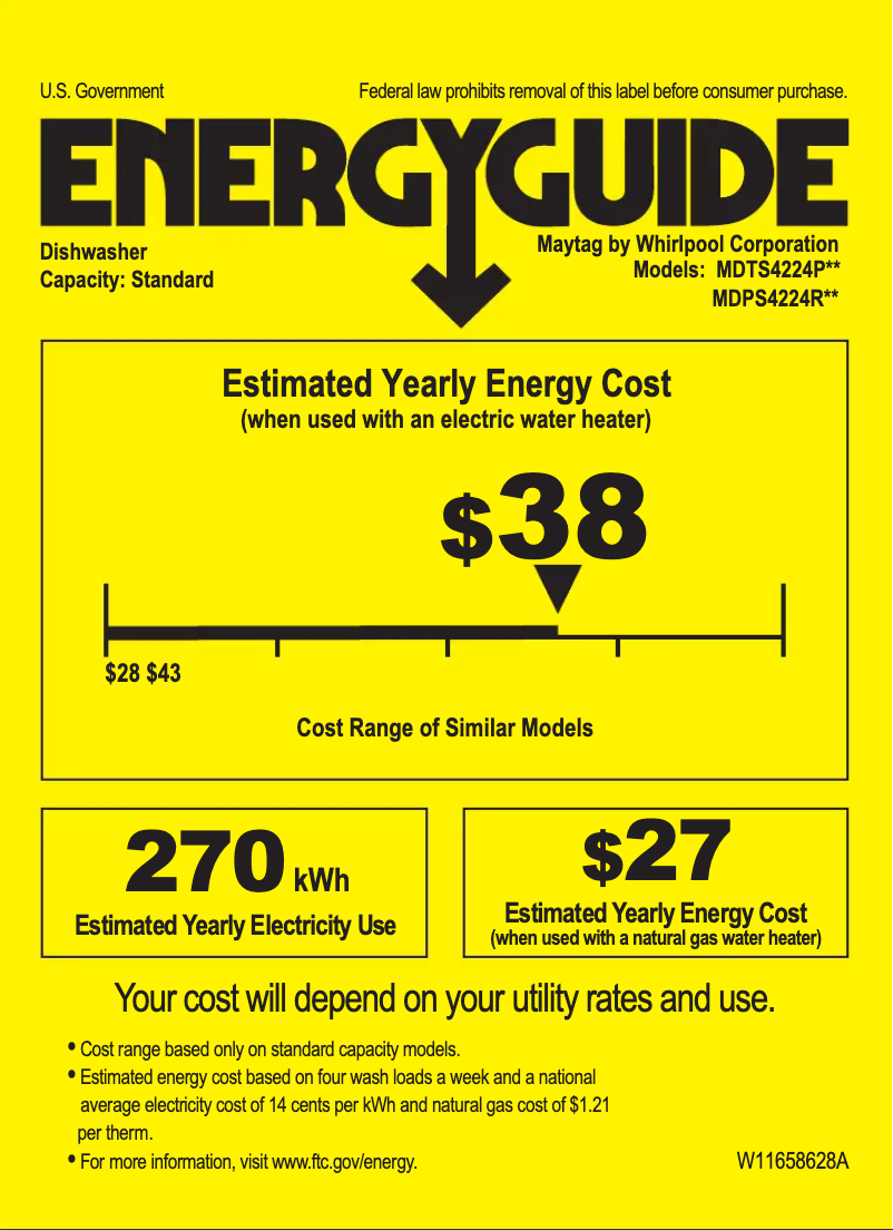 Page 1 de la notice Label énergétique Maytag MDTS4224PZ