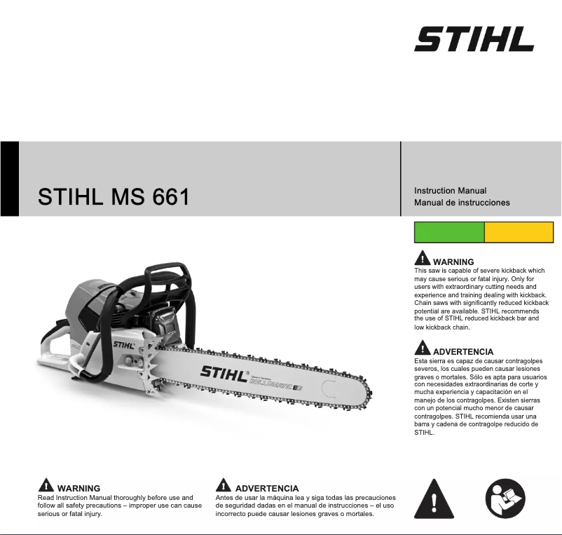 Page 1 de la notice Manuel utilisateur Stihl MS 661