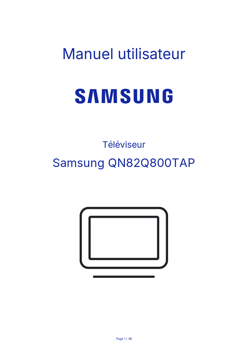 Page n°1 - Manuel utilisateur Samsung QN82Q800TAP