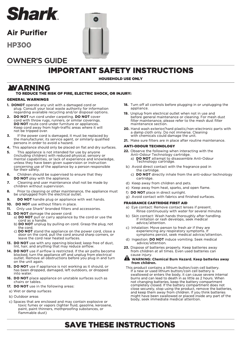 Image de la première page du manuel de l'appareil NeverChange5 HP300