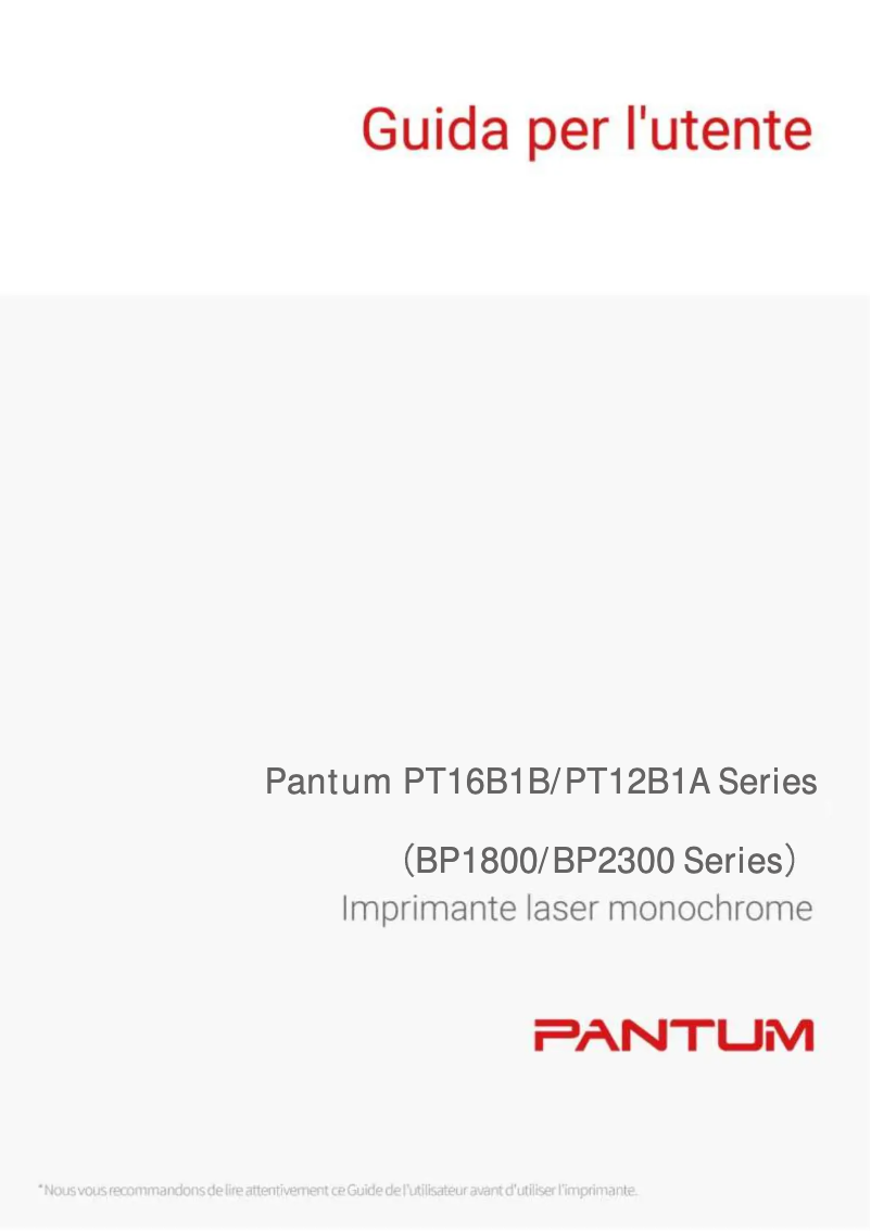 Page n°1 - Manuel utilisateur Pantum BP2300NW