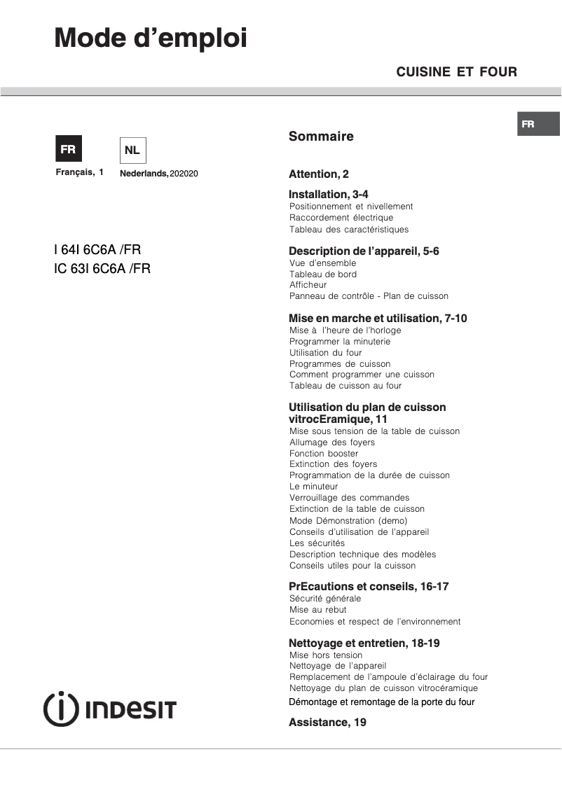 Image de la première page du manuel de l'appareil IC63I 6C6A(W)/FR