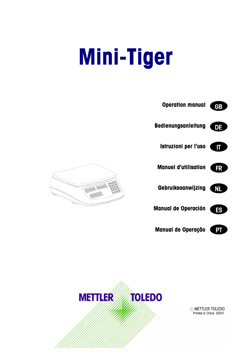 Page 1 de la notice Manuel utilisateur Mettler Toledo Mini-Tiger