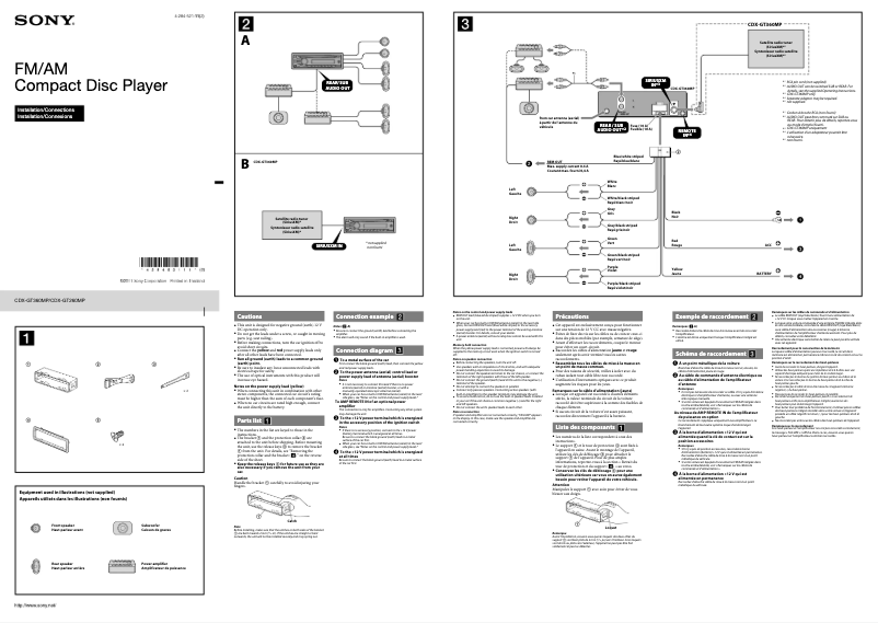 Page n°1 - Guide d'installation Sony CDX-GT360MP