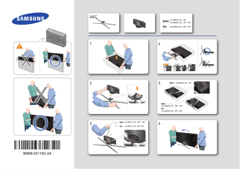 Page 1 de la notice Guide d'installation Samsung UE55F6650AB