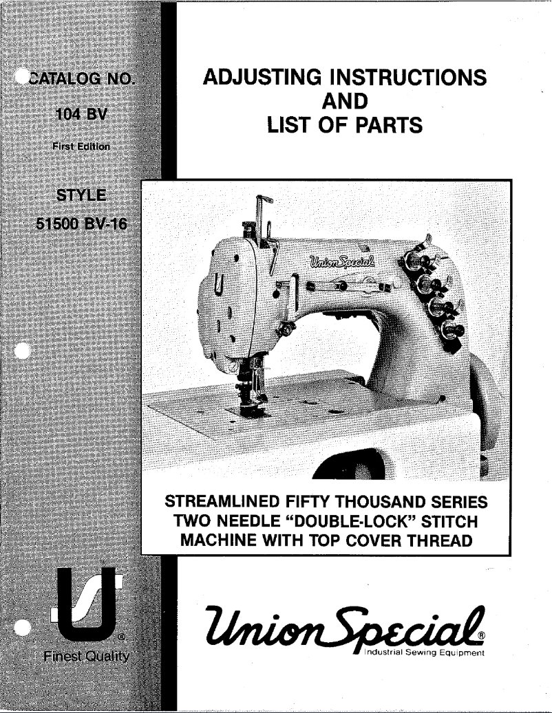 Page 1 de la notice Manuel utilisateur Union Special 51500BV-16