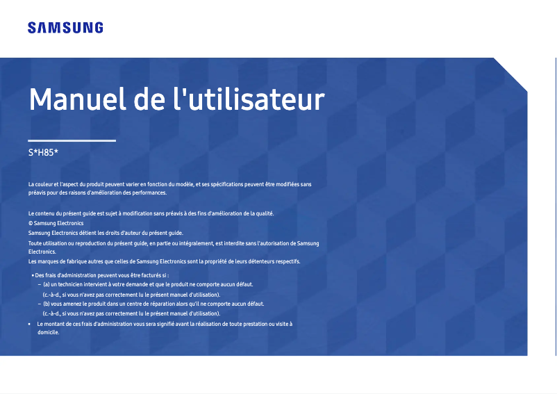 Image de la première page du manuel de l'appareil S24H850QFU