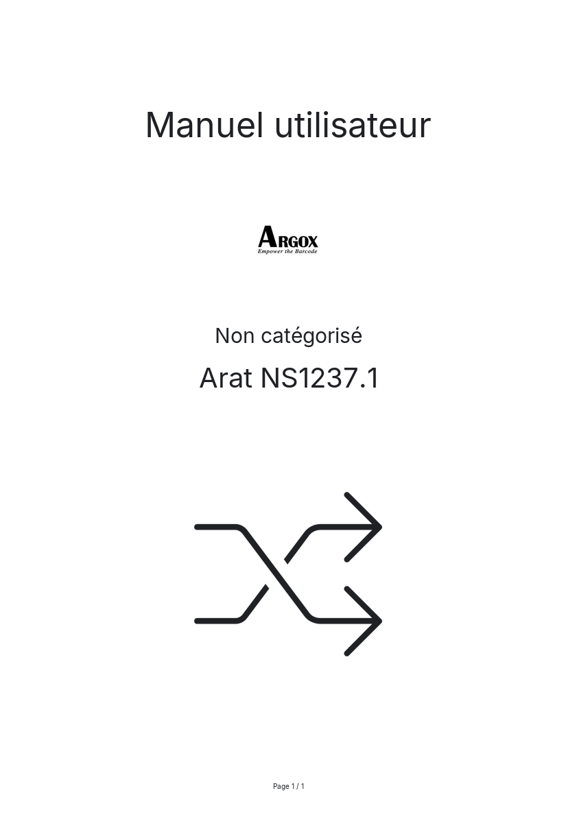 Page n°1 - Manuel utilisateur Arat NS1237.1