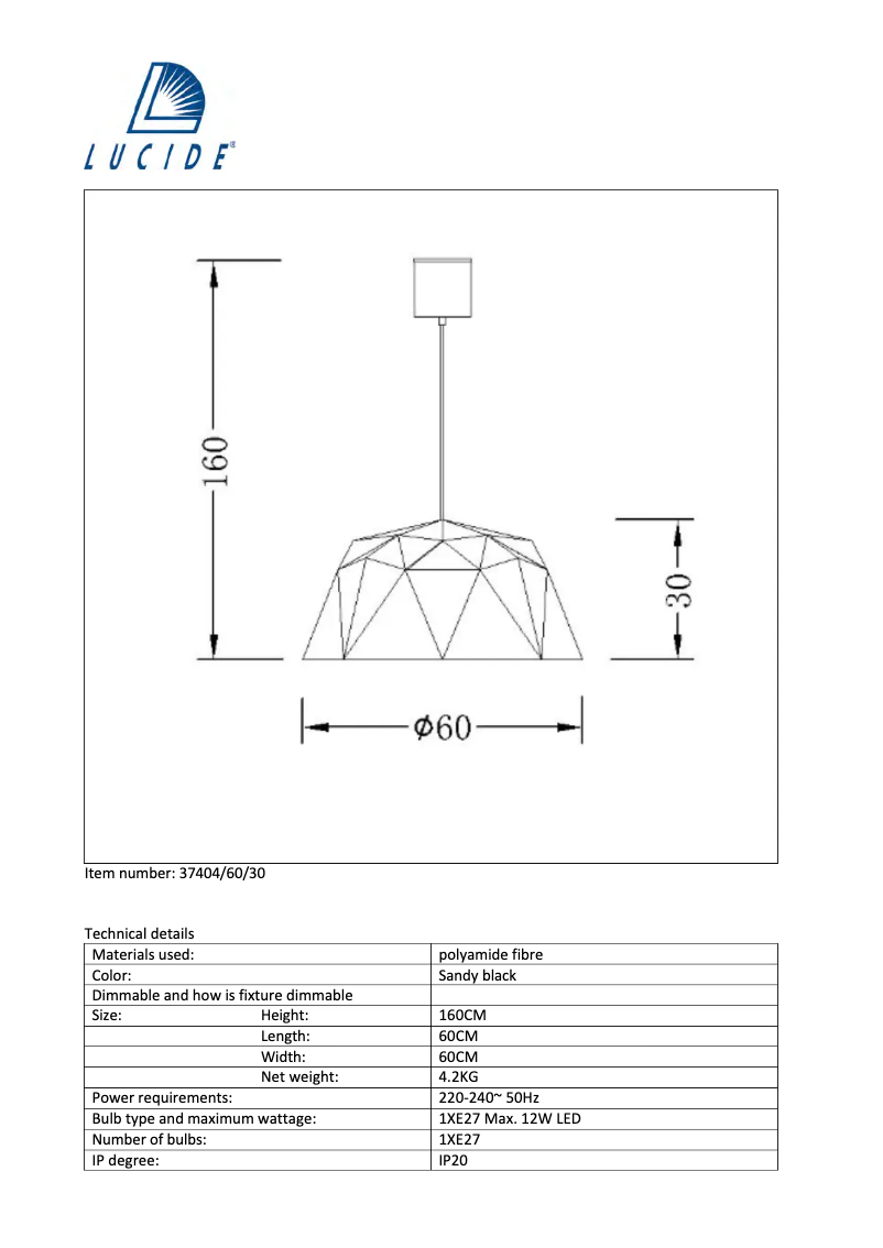 Page 1 de la notice Manuel utilisateur Lucide Geometry 37404/60/30