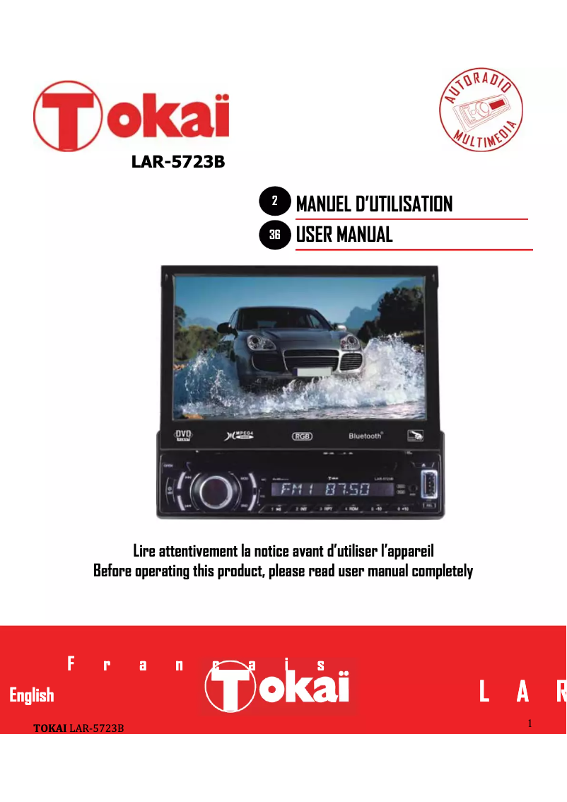 Page 1 de la notice Manuel utilisateur Tokaï LAR-5723B