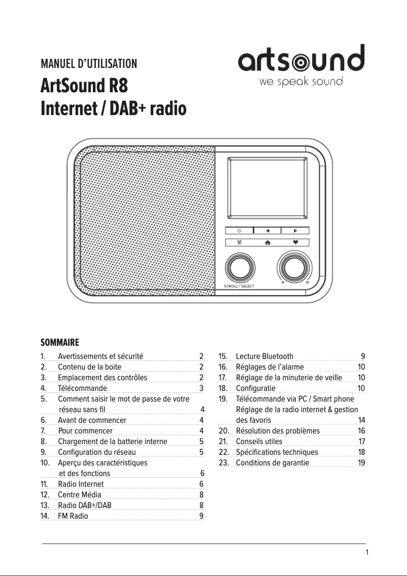 Image de la première page du manuel de l'appareil R8