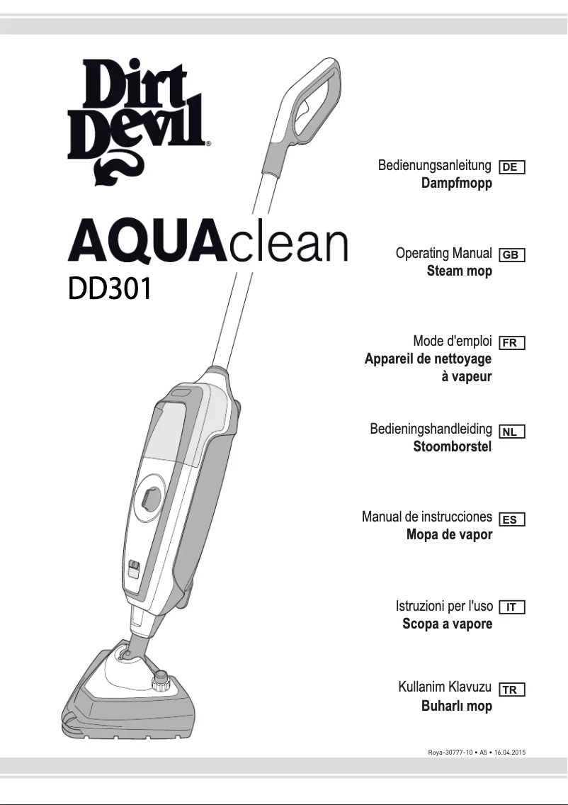 Página 1 del manual Manual de usuario Dirt Devil Aquaclean Steam mop