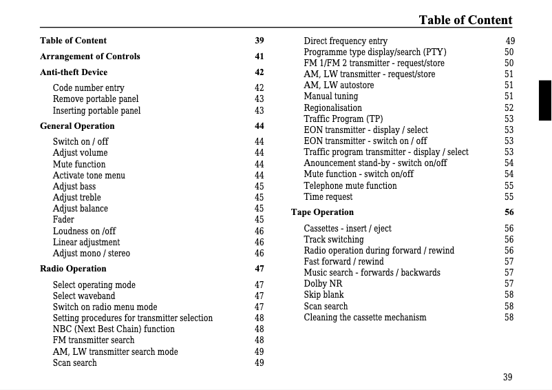 Page 1 de la notice Manuel utilisateur Becker Mexico 4370