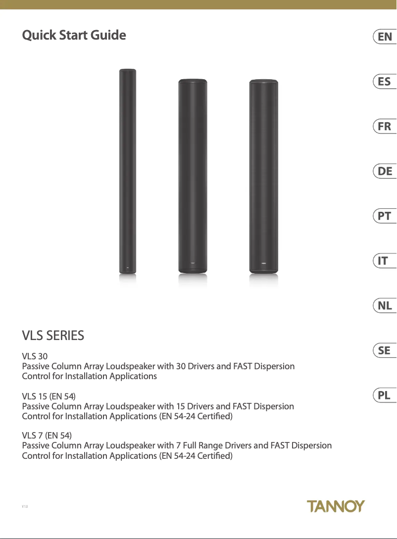 Page 1 of the manual Quick Start Guide Tannoy VLS 7