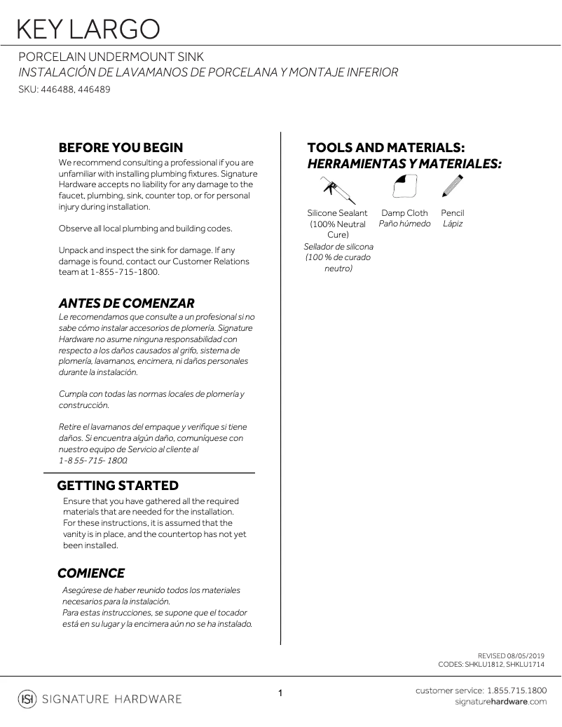 Page n°1 - Manuel utilisateur Signature Hardware Key Largo 446489