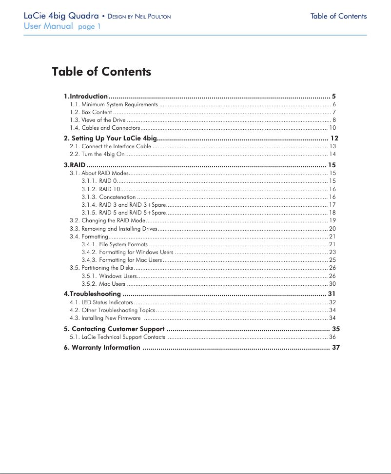 Page n°1 - Manuel utilisateur LaCie 301359U