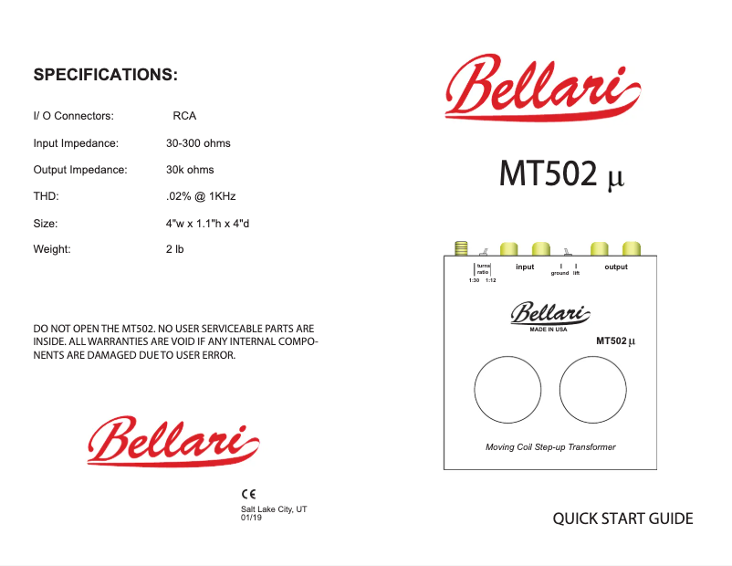 Página 1 del manual Manual de usuario Bellari MT502