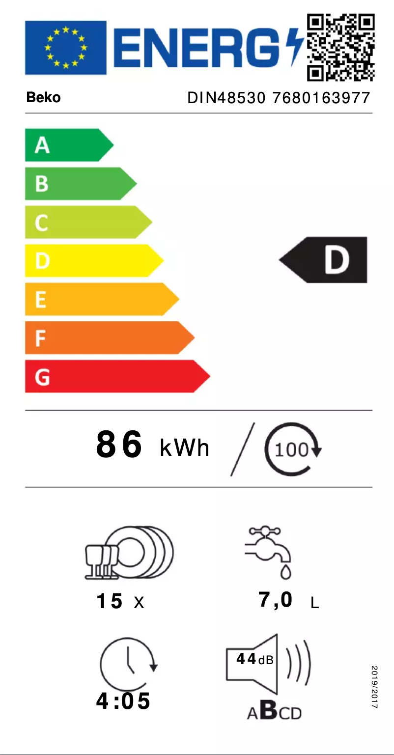 Page n°1 - Label énergétique Beko DIN48530