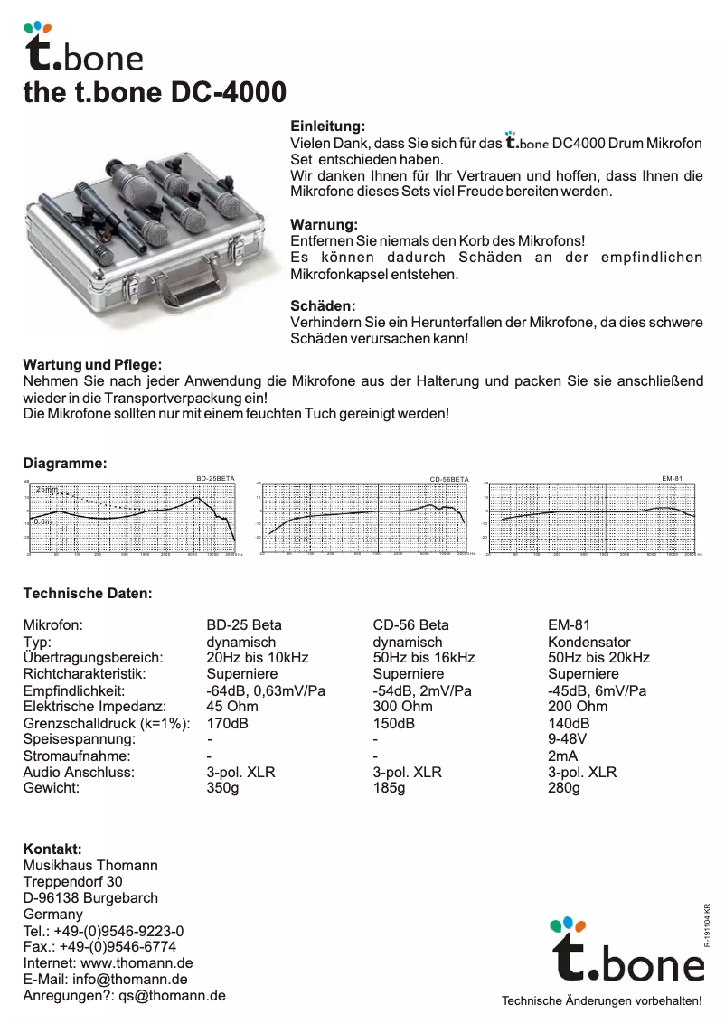 Page n°1 - Manuel utilisateur the t.bone DC-4000