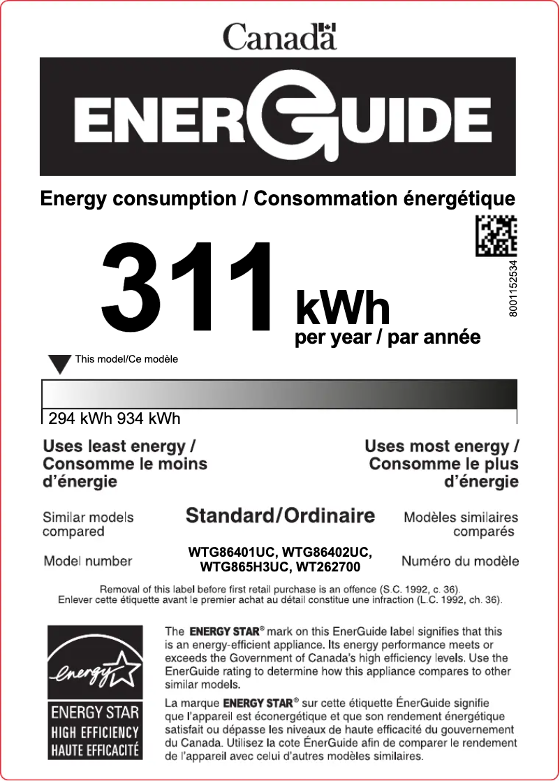 Page n°1 - Label énergétique Bosch WTG865H3UC