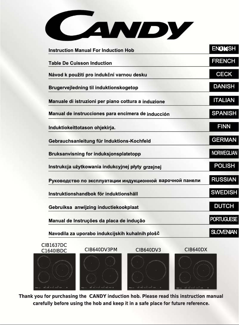 Page 1 de la notice Manuel utilisateur Candy CIB640DV3