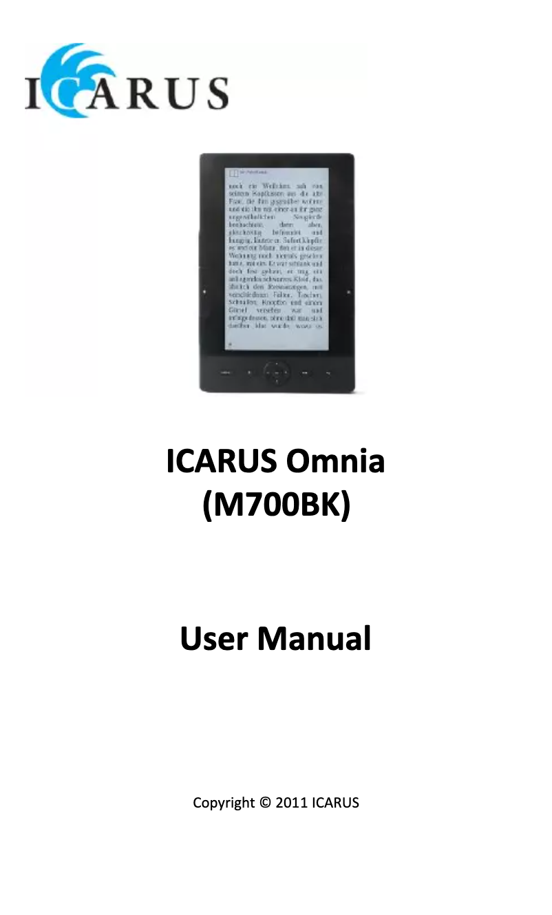 Página 1 del manual Manual de usuario Icarus Omnia M700BK