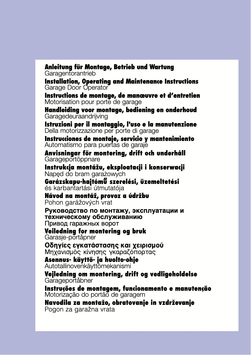 Page n°1 - Manuel utilisateur Hormann EcoMatic