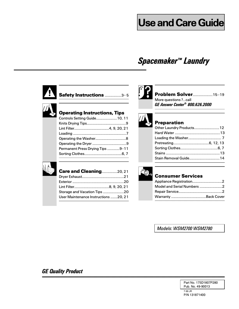Image de la première page du manuel de l'appareil WSM2780WAA
