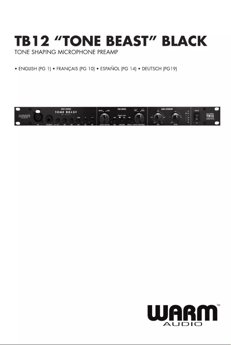 Page n°1 - Manuel utilisateur Warm Audio TB12 Tone Beast