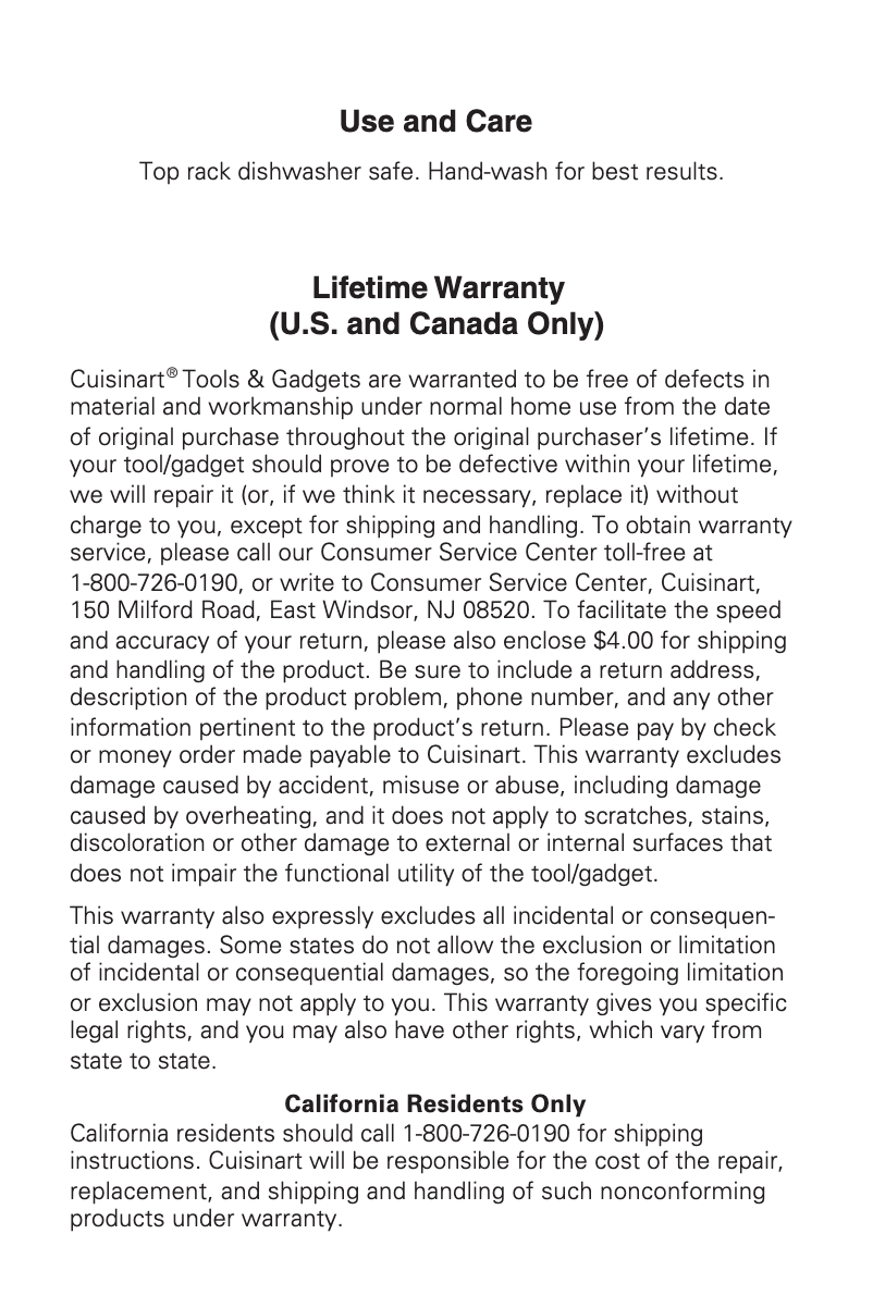 Page n°1 - Manuel utilisateur Cuisinart CTG-00-HSPI