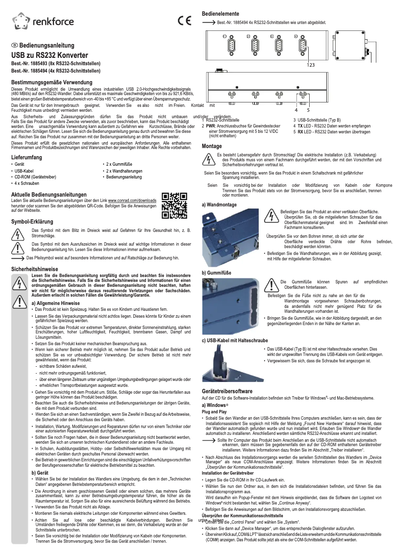 Page n°1 - Manuel utilisateur Renkforce RF-3984134