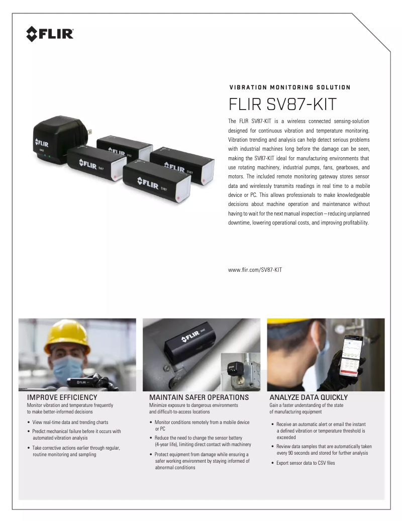 Page 1 de la notice Fiche technique FLIR SV87-KIT