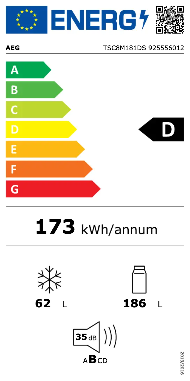 Page n°1 - Label énergétique AEG TSC8M181DS