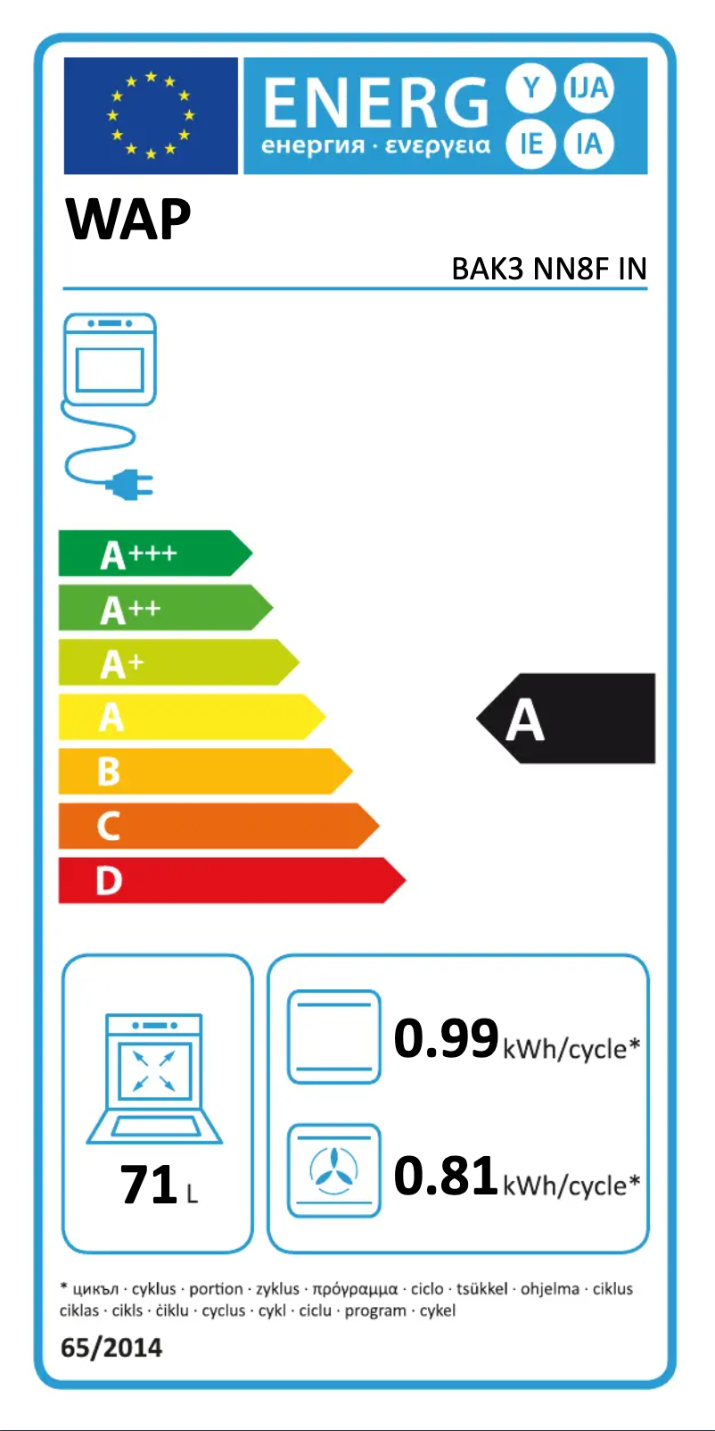 Page n°1 - Label énergétique Bauknecht BAK3 NN8F IN