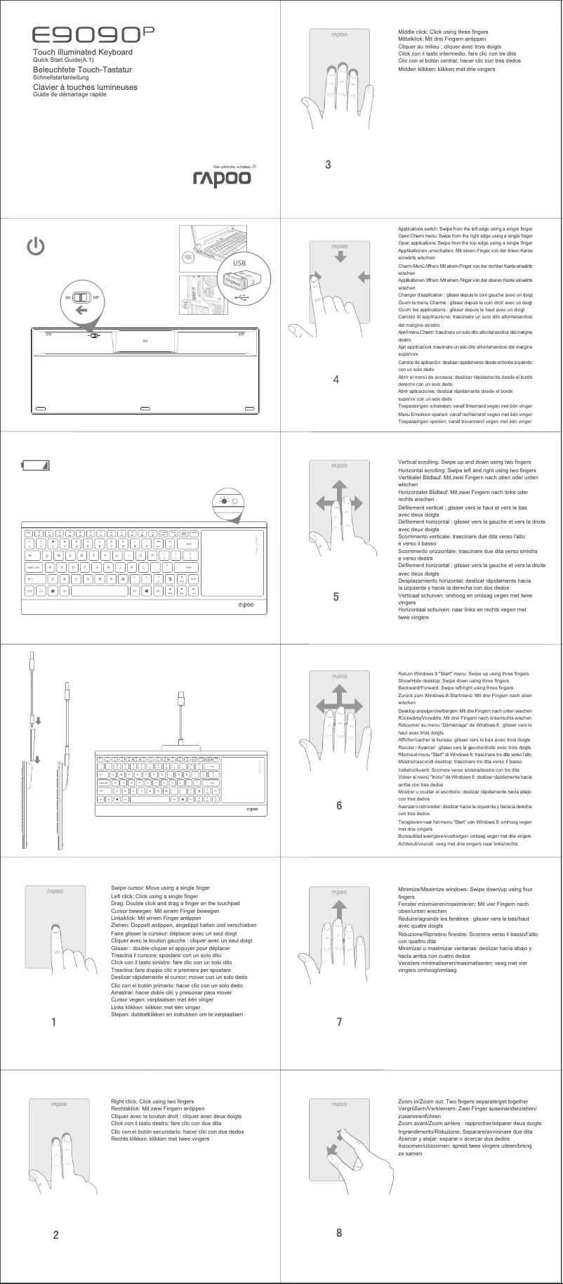 Page 1 de la notice Manuel utilisateur Rapoo E9090P